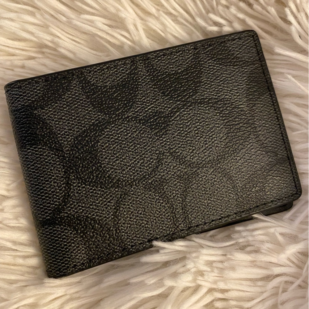 Coach Black Monogram Bifold Wallet